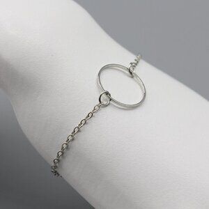 Jewelry bracelet round circle karma silver tone thin minimalist new